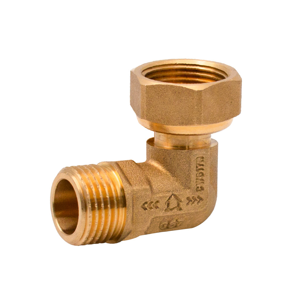 Mosadzné koleno s pripojovacím prvkom CW617N 1/2